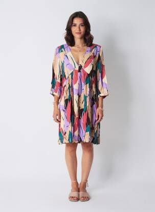 Rochie scurtă mâneci 3/4 mâneci 3/4 violet GRACE & MILA femeie