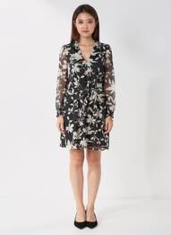 Rochie scurtă mâneci lungi mâneci lungi negru LPB femeie