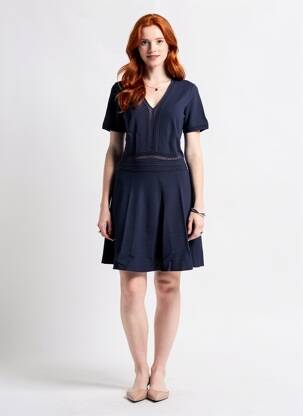 Rochie midi mâneci scurte mâneci scurte albastru LA PETITE ETOILE femeie