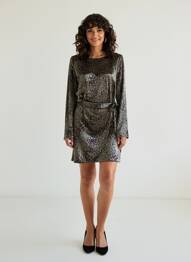 Rochie scurtă închidere cu fermoar la spate mâneci lungi verde MOLLY BRACKEN femeie