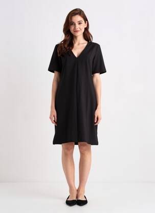 Rochie midi mâneci scurte mâneci scurte negru ICHI femeie
