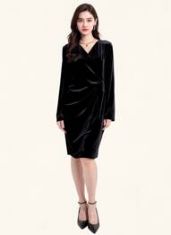 Rochie midi mâneci lungi mâneci lungi negru B.YOUNG femeie