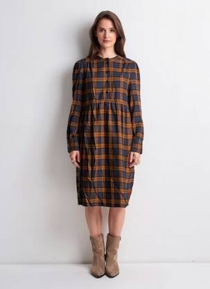 Rochie midi mâneci lungi mâneci lungi albastru ICHI femeie