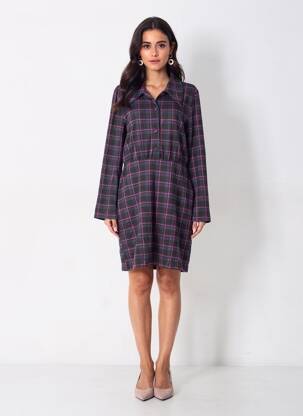Rochie midi mâneci lungi mâneci lungi violet ICHI femeie
