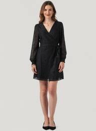 Rochie scurtă mâneci lungi mâneci lungi negru LPB femeie