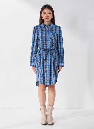 Rochie midi mâneci lungi mâneci lungi albastru B.YOUNG femeie