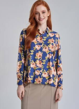 Cămașă imprimeu floral mâneci lungi albastru LA PETITE ETOILE femeie