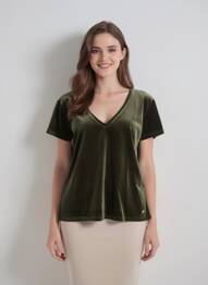 Top elasticitate mâneci scurte verde LA PETITE ETOILE femeie