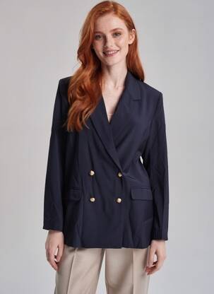 Sacou buzunare albastru GRACE & MILA femeie