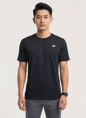 Tricou broderie mâneci scurte negru NEW BALANCE bărbat