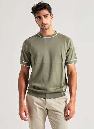 Tricou croială dreaptă mâneci scurte verde MAUVAIS bărbat