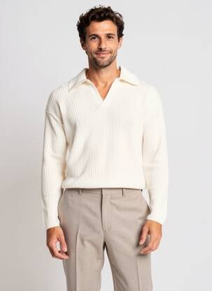 Pulover guler camionagiu mâneci lungi bej H&M bărbat