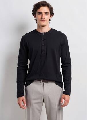 Tricou croială cambrată mâneci lungi negru H&M bărbat