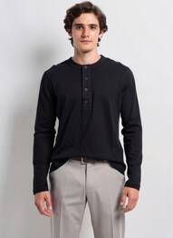 Tricou croială cambrată mâneci lungi negru H&M bărbat