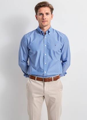 Cămașă cu mâneci lungi croială dreaptă albastru TOMMY HILFIGER bărbat