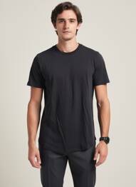 Tricou croială dreaptă mâneci scurte negru HARMONY bărbat