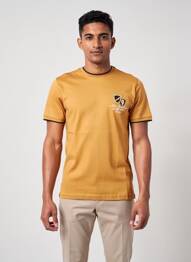 Tricou broderie mâneci scurte bej CAMBERABERO bărbat