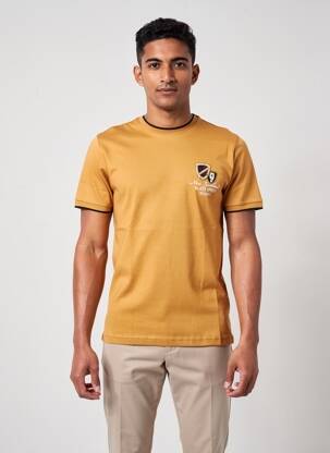 Tricou broderie mâneci scurte bej CAMBERABERO bărbat