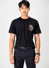 Tricou broderie mâneci scurte negru CAMBERABERO bărbat