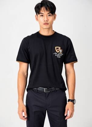 Tricou broderie mâneci scurte negru CAMBERABERO bărbat