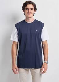 Tricou broderie mâneci scurte albastru CAMBERABERO bărbat