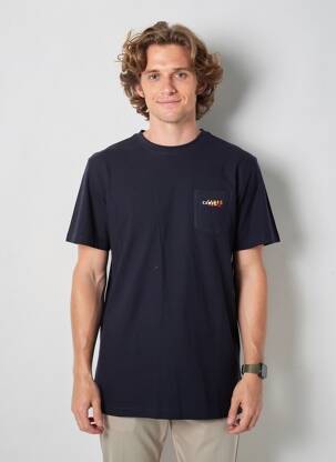 Tricou broderie mâneci scurte albastru CAMBERABERO bărbat