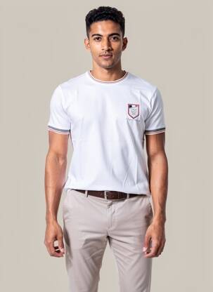 Tricou broderie mâneci scurte alb CAMBERABERO bărbat