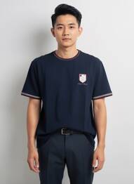 Tricou broderie mâneci scurte albastru CAMBERABERO bărbat
