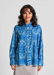 Cămașă croială dreaptă mâneci lungi albastru JANE BLUE femeie