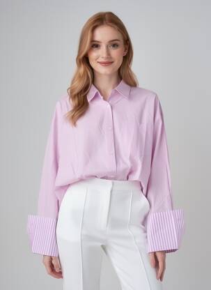 Cămașă croială dreaptă mâneci lungi violet MUSY MUSE femeie