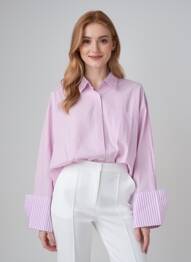 Cămașă croială dreaptă mâneci lungi violet MUSY MUSE femeie