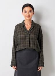 Cămașă croială fluidă mâneci lungi verde HOD femeie