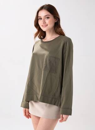 Hanorac elasticitate mâneci lungi verde HANA SAN femeie