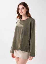 Hanorac elasticitate mâneci lungi verde HANA SAN femeie