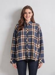 Cămașă țesătură crep mâneci lungi albastru JANE BLUE femeie
