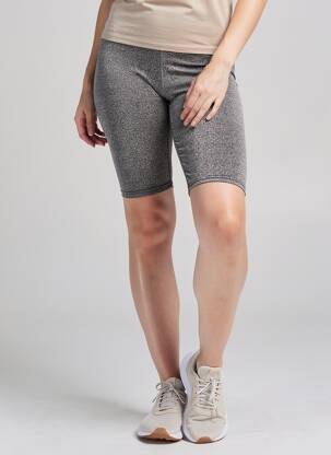 Pantalon de ciclism efect material satinat mărime normală argintiu GOLDA femeie