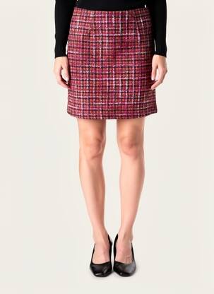 Fustă scurtă țesătură tweed roz LILI SIDONIO femeie