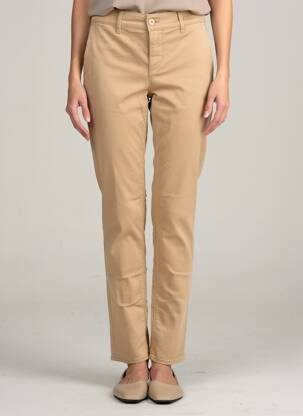 Pantalon chino țesătură poplin mărime normală bej HAPPY femeie