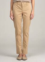 Pantalon chino țesătură poplin mărime normală bej HAPPY femeie