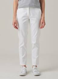 Pantalon chino țesătură poplin mărime normală alb HAPPY femeie