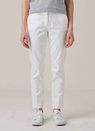 Pantalon chino țesătură poplin mărime normală alb HAPPY femeie