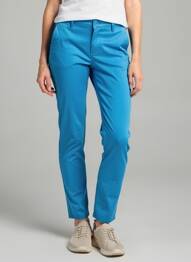 Pantalon chino țesătură poplin mărime normală albastru HAPPY femeie