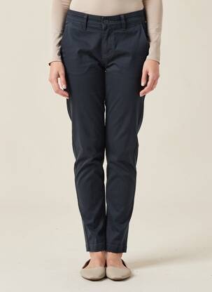 Pantalon chino țesătură poplin mărime normală albastru HAPPY femeie
