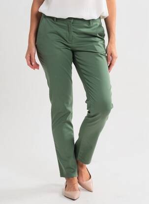 Pantalon chino țesătură poplin mărime normală verde HAPPY femeie