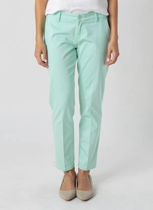 Pantalon chino țesătură poplin mărime normală albastru HAPPY femeie