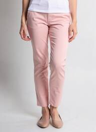 Pantalon chino închidere cu fermoar sub clapetă cu nasturi mărime normală roz HAPPY femeie