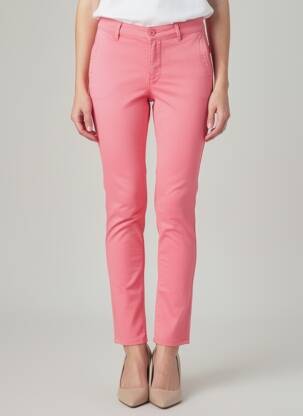 Pantalon chino țesătură poplin mărime normală roz HAPPY femeie