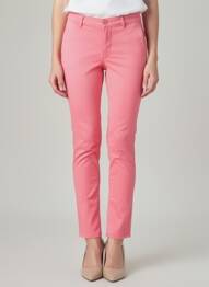 Pantalon chino țesătură poplin mărime normală roz HAPPY femeie
