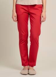 Pantalon chino închidere cu fermoar sub clapetă cu nasturi mărime normală roșu HAPPY femeie