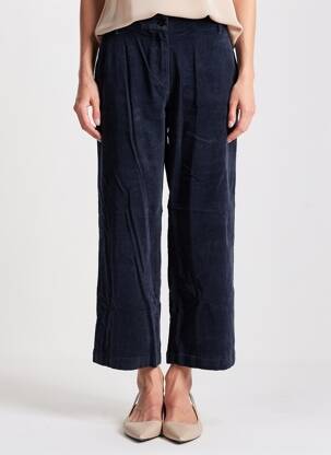 Pantalon 7/8 închidere cu fermoar sub clapetă cu nasturi albastru ICHI femeie